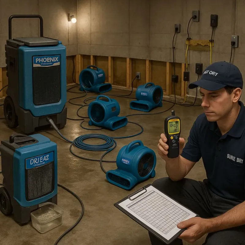 Structural Drying and Dehumidification process in River Vale, NJ